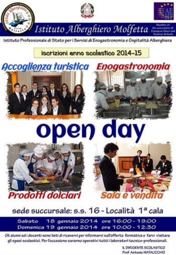 Sabato 18 e Domenica 19 ''Open Day'' dell'Istituto Alberghiero di Molfetta