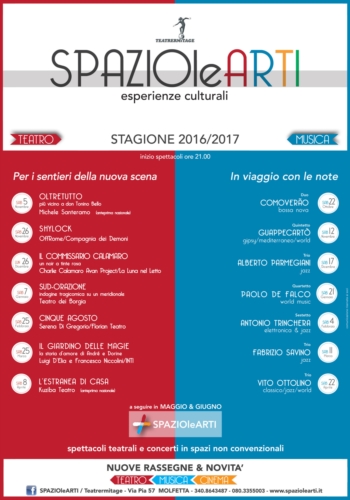 A SPAZIOleARTI riparte la nuova stagione di teatro e musica