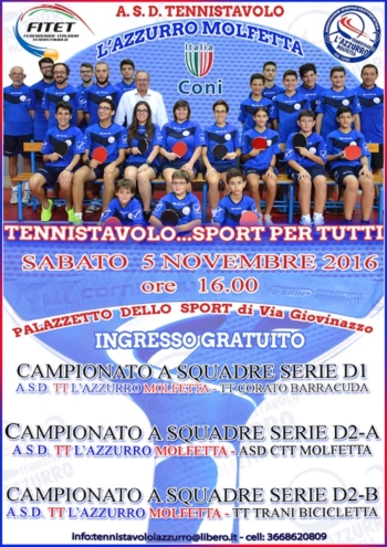 ASD TENNISTAVLO LAZZURRO MOLFETTA PRONTA PER LA GARA DI CAMPIONATO