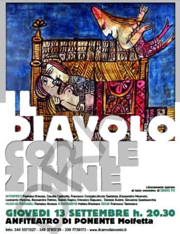 IL DIAVOLO CON LE ZINNE: il 13 Settembre SPOSTATO al TEATRO ODEON alle ore 20.30 