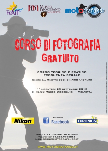 Sabato 29 Settembre alle 18.00 presso il Museo Diocesano di Molfetta parte il Corso di Fotografia base