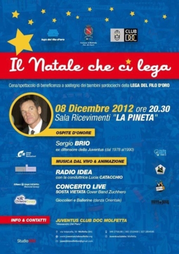 Sabato 8: ''IL NATALE CHE CI LEGA'' Cena/spettacolo di beneficenza a sostegno della Lega del filo doro presso la sala ''La Pineta'' ore 20,30