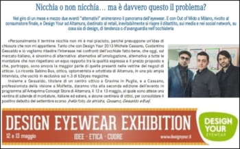 12 e 13 Maggio ad Altamura si svolgerà il ''Design Eyewear Exhbition'' con la partecipazione dell'Ottica Cassano