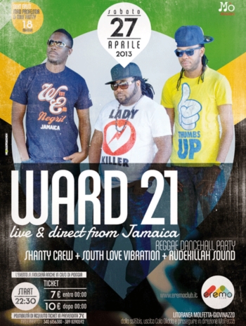 Sabato 27 Aprile show del gruppo giamaicano ''Ward 21'' che si terrà all'Eremo Club di Molfetta