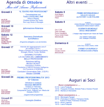 Agenda Ottobre del Rotary Club Bisceglie